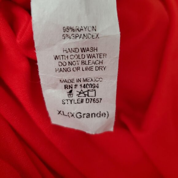 See You Monday Dress Women's Size XL Red V Neck Lined Cap Sleeves Midi - Picture 9 of 9